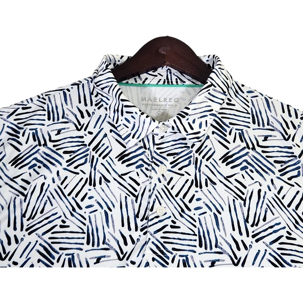 Maelreg Performance Polo Shirt Men's XL Geometric Golf Stretch UPF 30+